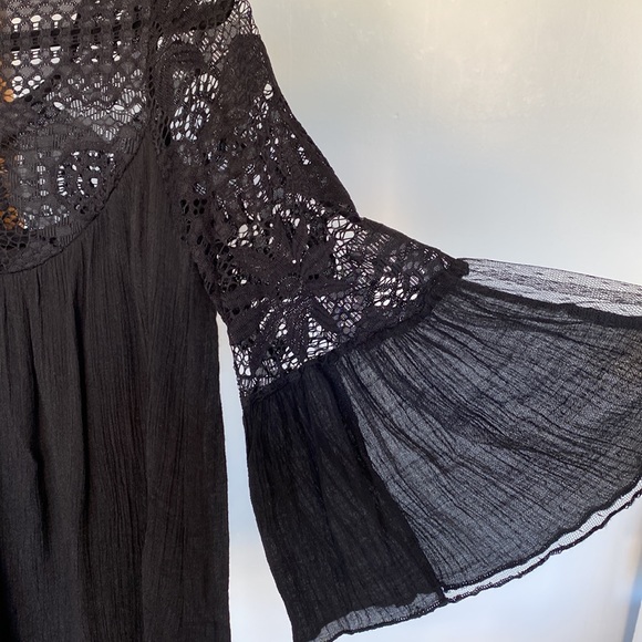 SALE $7 Karen Hart Lace Neckline Black Dress S - Picture 2 of 14